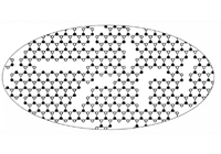 Рис. 1в. Схематические изображение нанографенизированного термовостановленного оксида графена.  Точки отвечают атомам углерода в состоянии sp<sup>2</sup>-гибридизации.